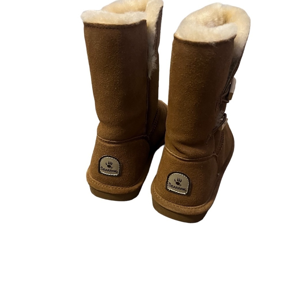Bearpaw Abigail brown suede Mid Calf boots sheepskin & wool lining women's 8 - Picture 3 of 12